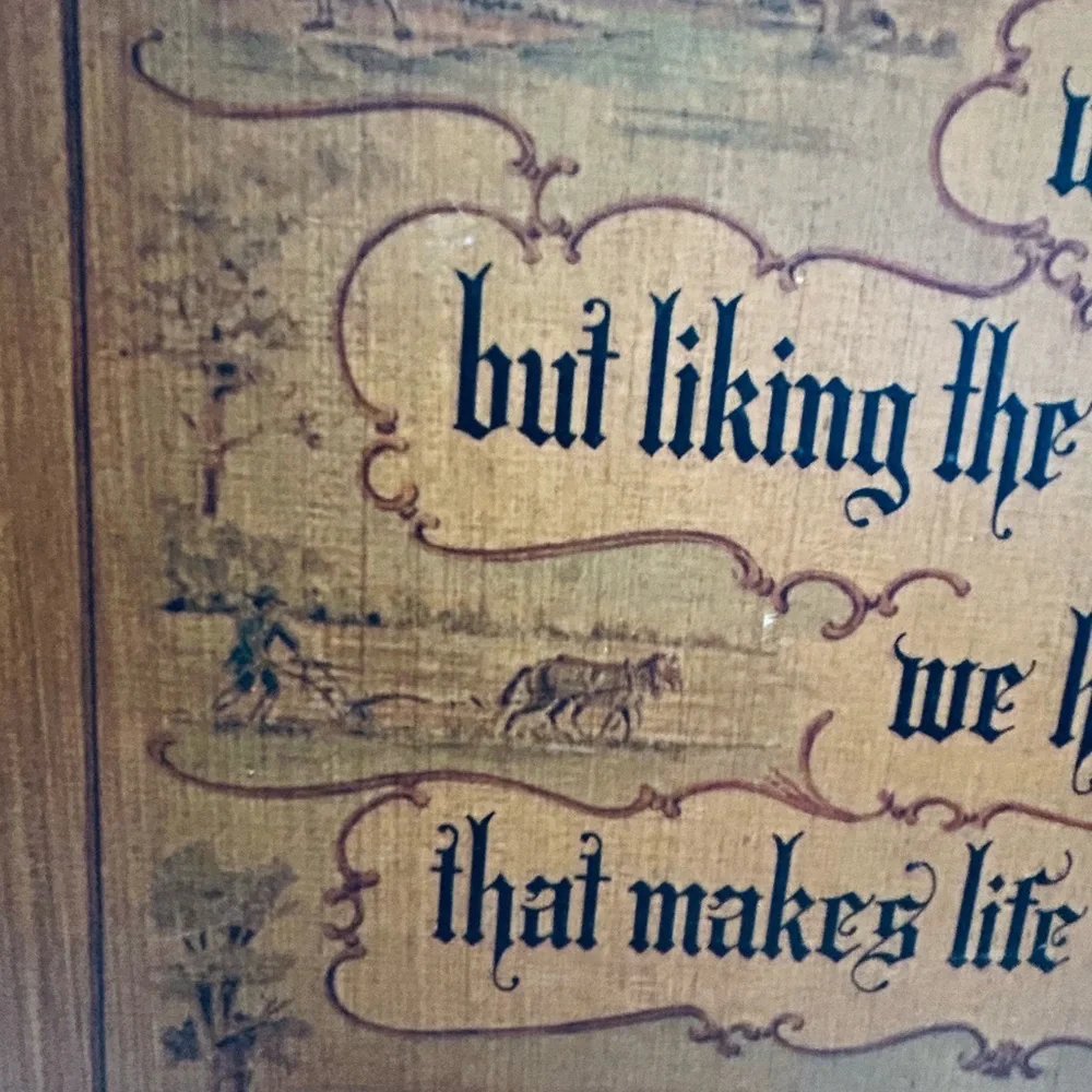 Vintage 1920s Decoupage on Wood Inspiration Blessings Cottagecore Grannycore